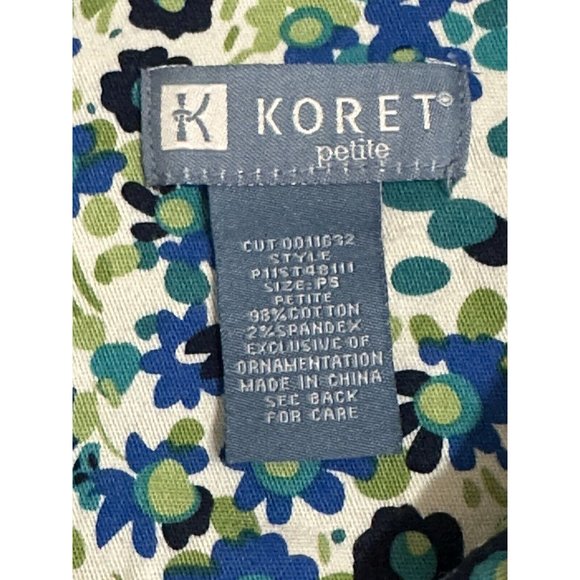 Koret Petite‎ Green Blue Floral Button Up Jacket Lightweight Sequins Pockets PS - Picture 3 of 6